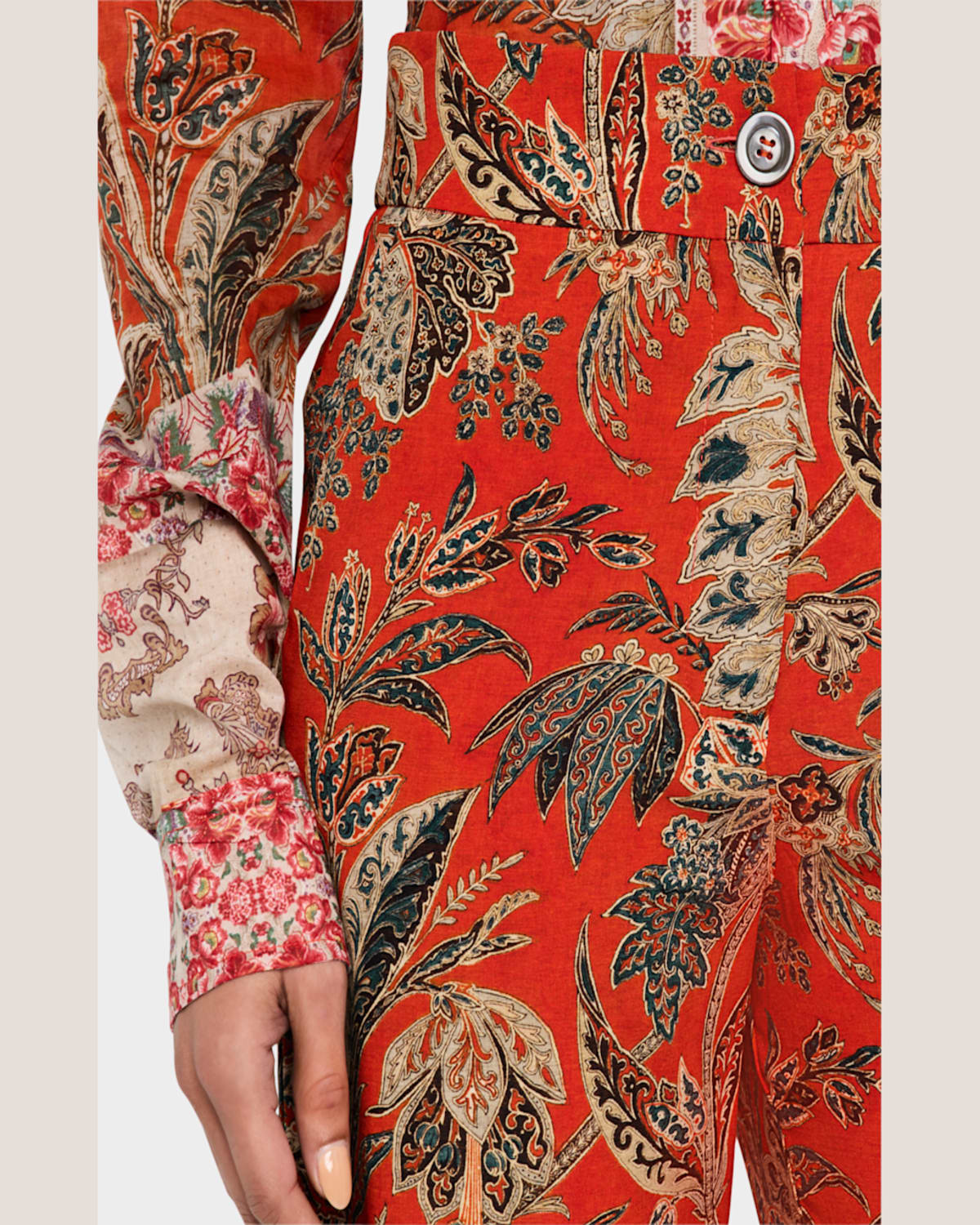Pierre-louis Mascia Cropped Floral-print Pants In Orange Multi