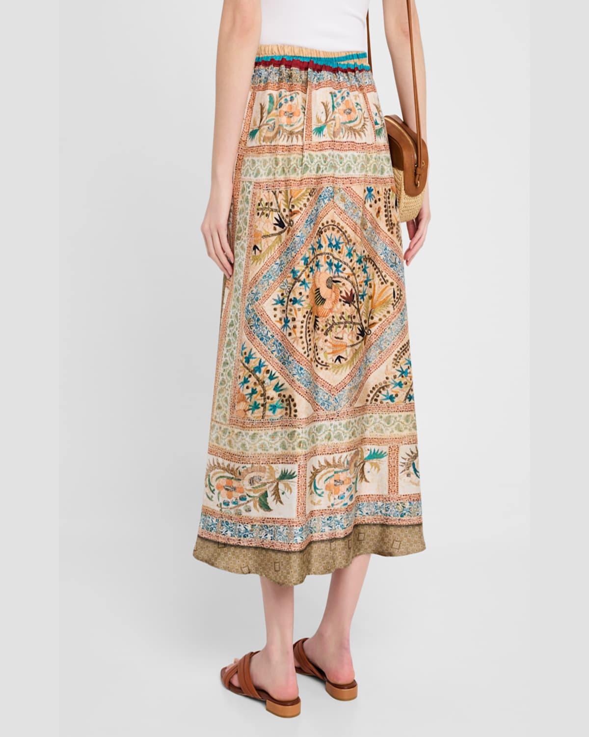 PIERRE-LOUIS MASCIA PRINTED A-LINE SILK MIDI SKIRT 