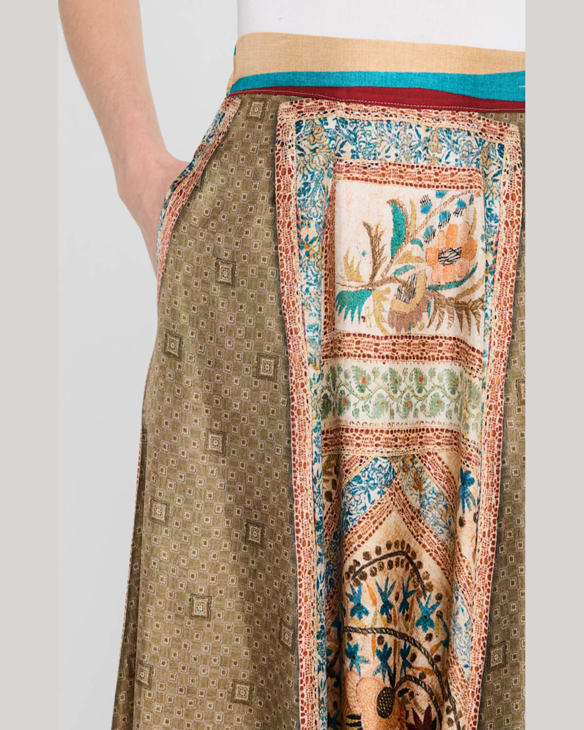 PIERRE-LOUIS MASCIA PRINTED A-LINE SILK MIDI SKIRT 