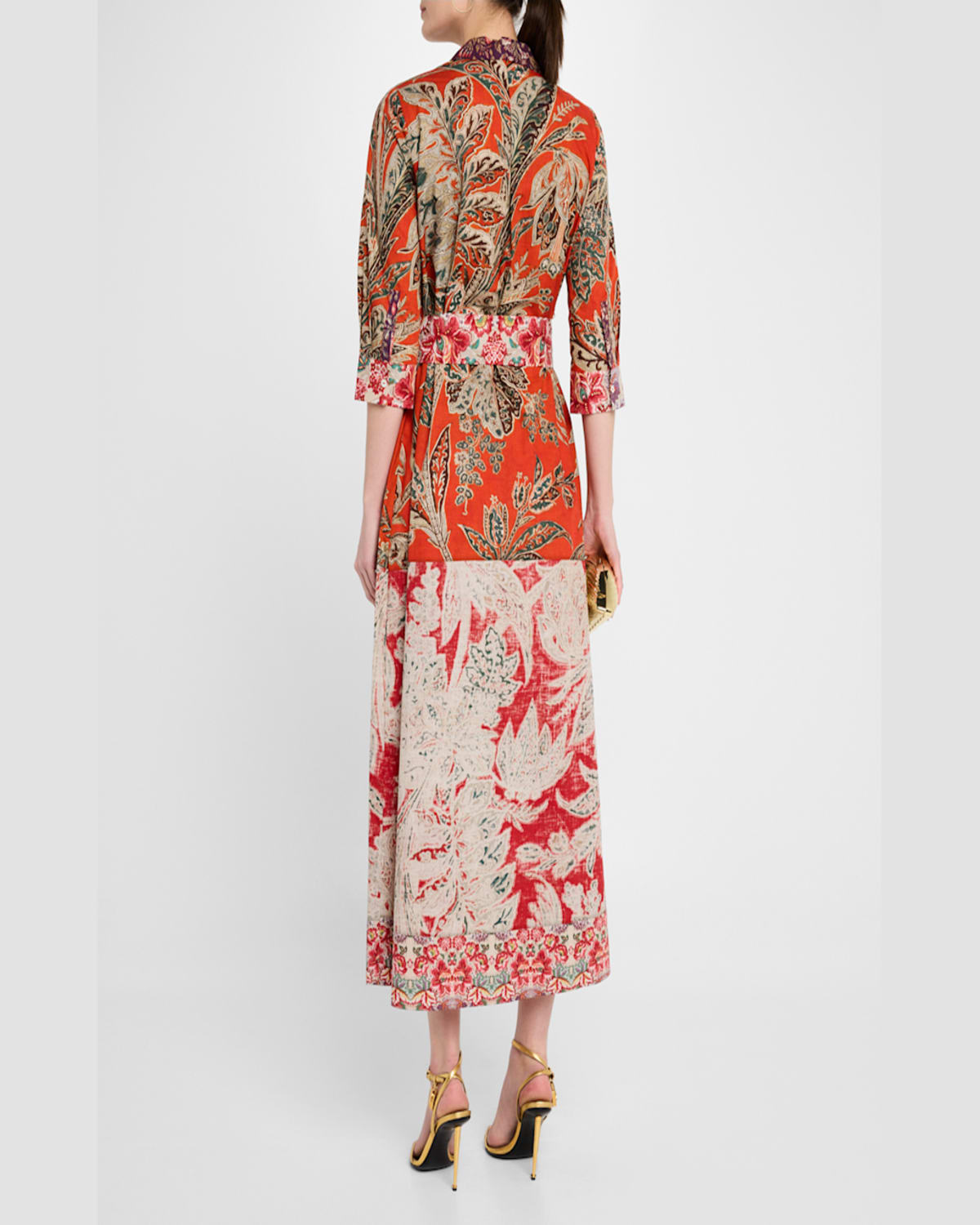 Pierre-louis Mascia Floral-print Cotton Midi Shirtdress In Orange Multi