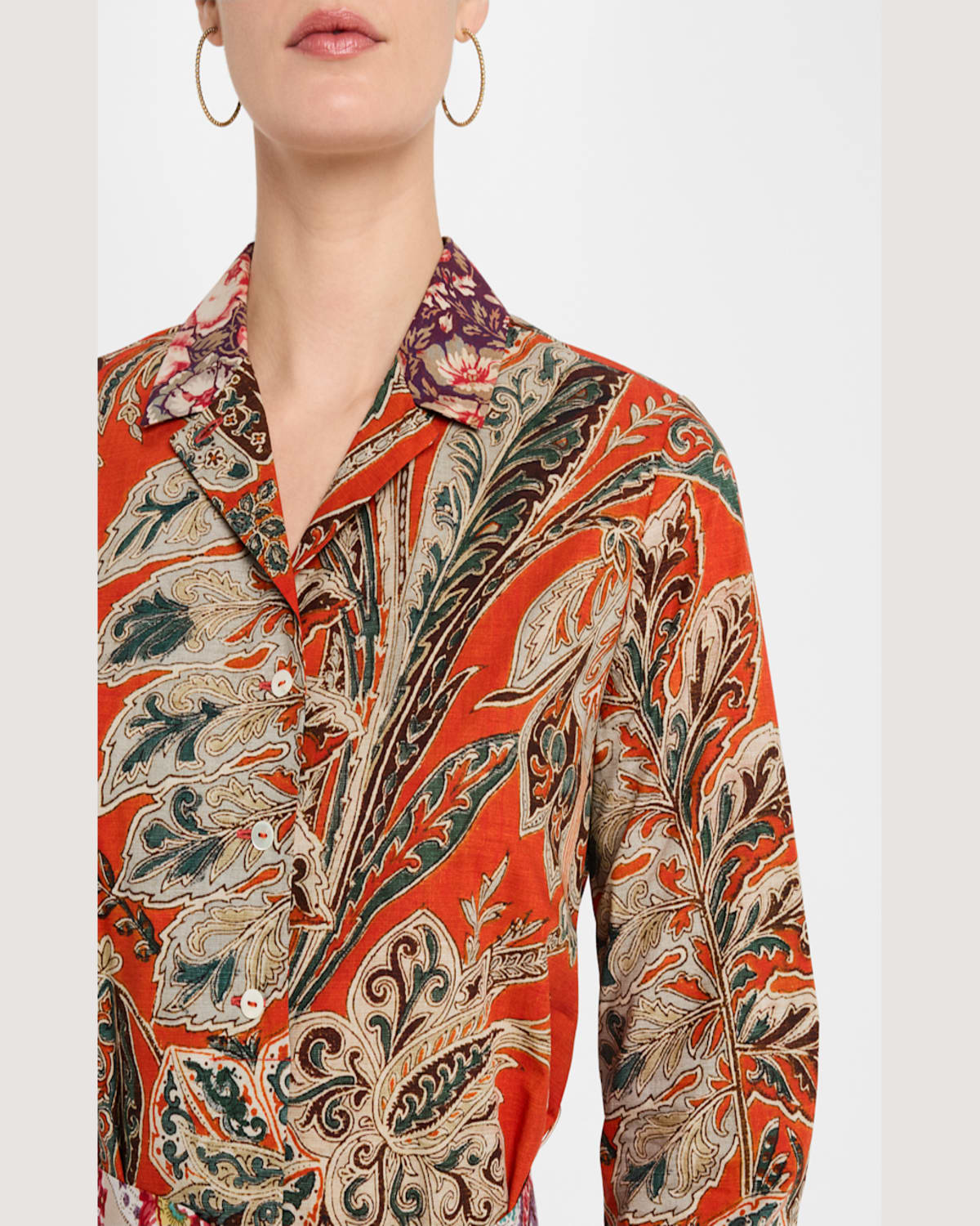 Pierre-louis Mascia Floral-print Cotton Midi Shirtdress In Orange Multi