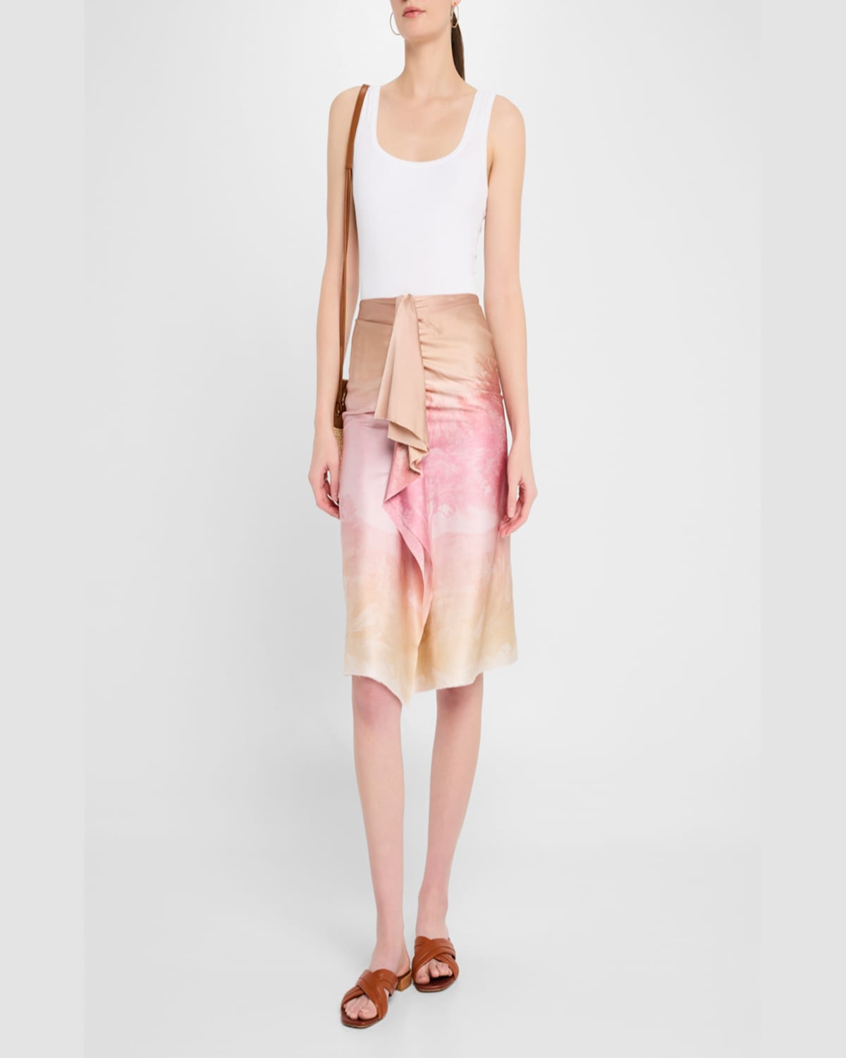 Pierre-louis Mascia Adastrgum Draped Skirt In Pink  Cream Ombre Effect