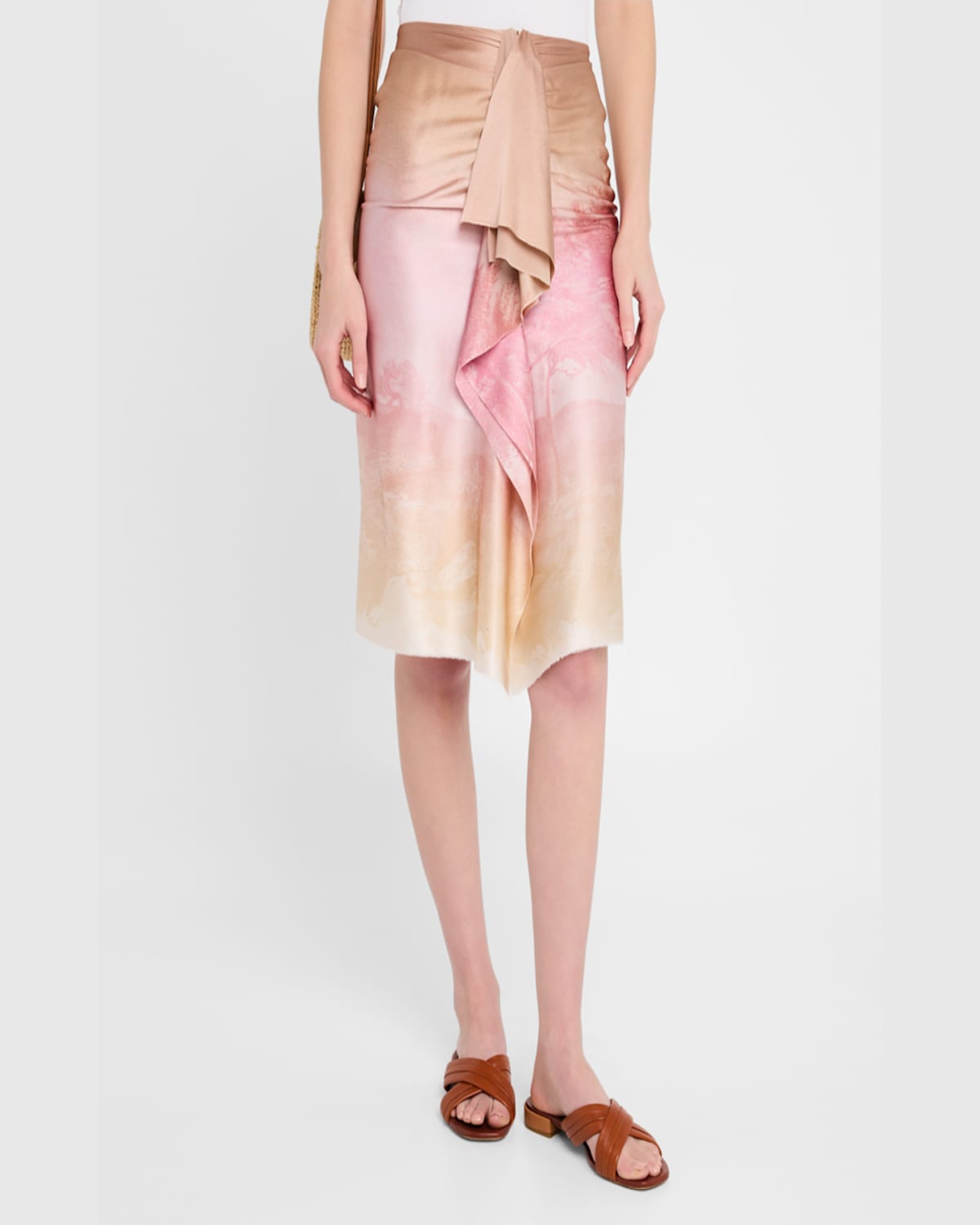 Pierre-louis Mascia Adastrgum Draped Skirt In Pink  Cream Ombre Effect