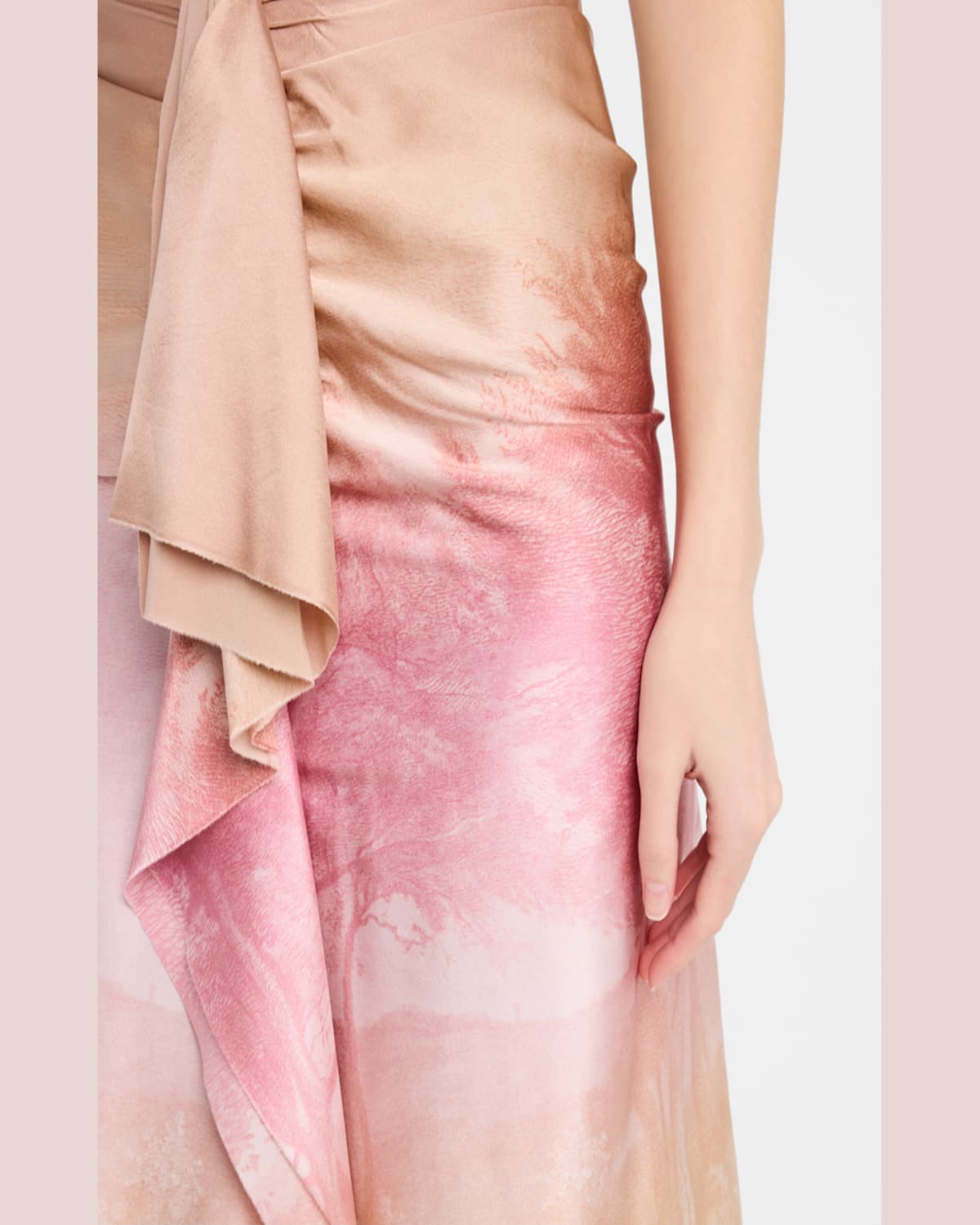 Pierre-louis Mascia Adastrgum Draped Skirt In Pink  Cream Ombre Effect