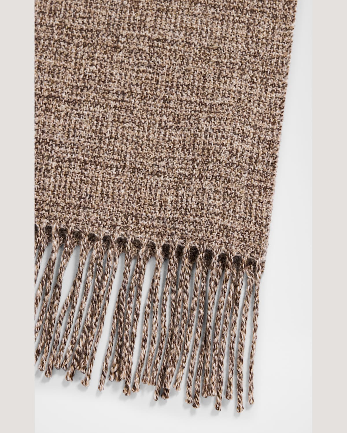 Loro Piana Fringed Cashmere-tweed Scarf In Brown Tweed
