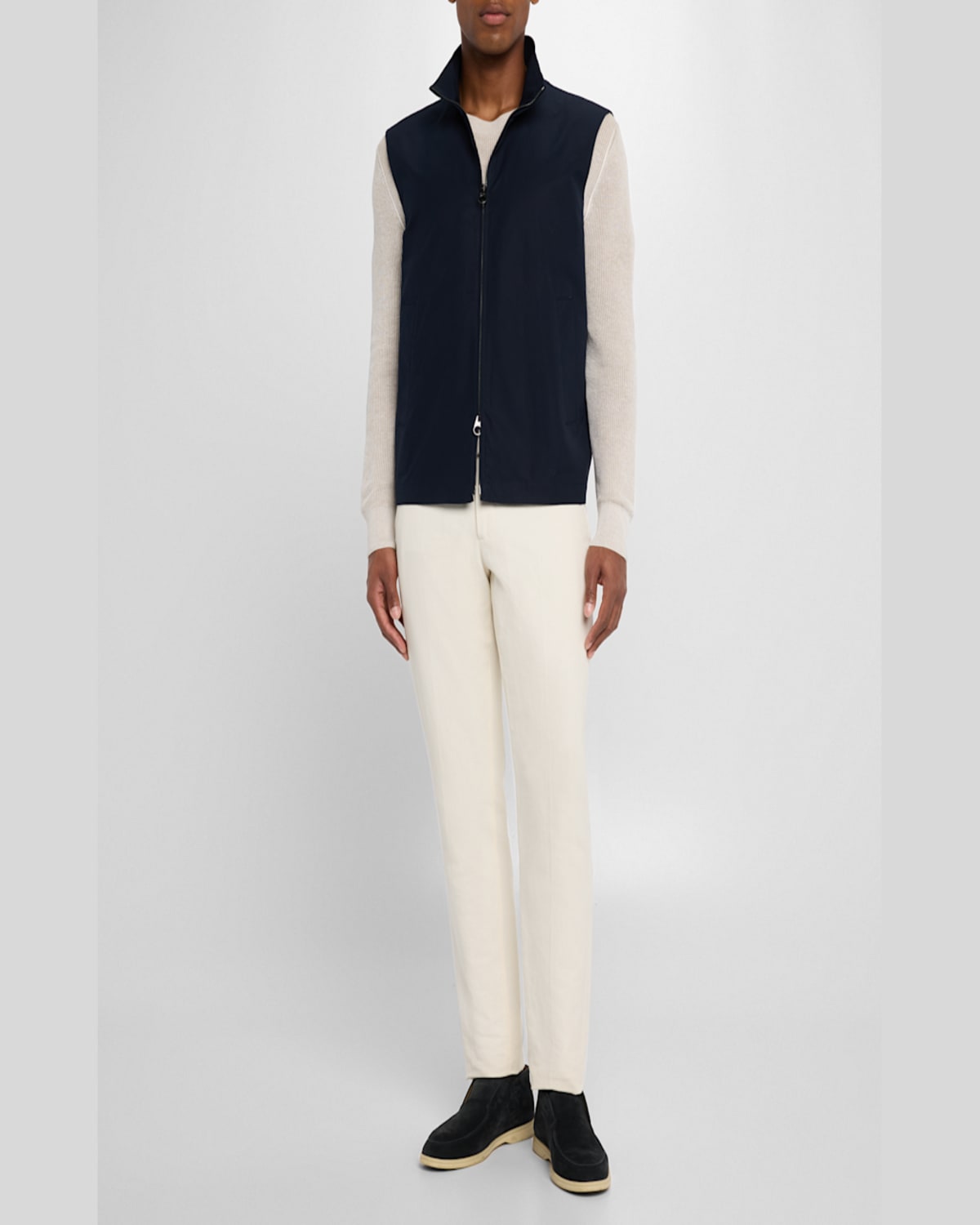 Loro Piana Reversible Storm System Shell And Super Wish Virgin Wool Gilet In Blue/navy