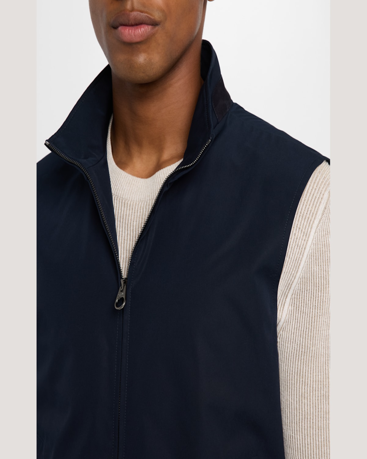 Loro Piana Reversible Storm System Shell And Super Wish Virgin Wool Gilet In Blue/navy