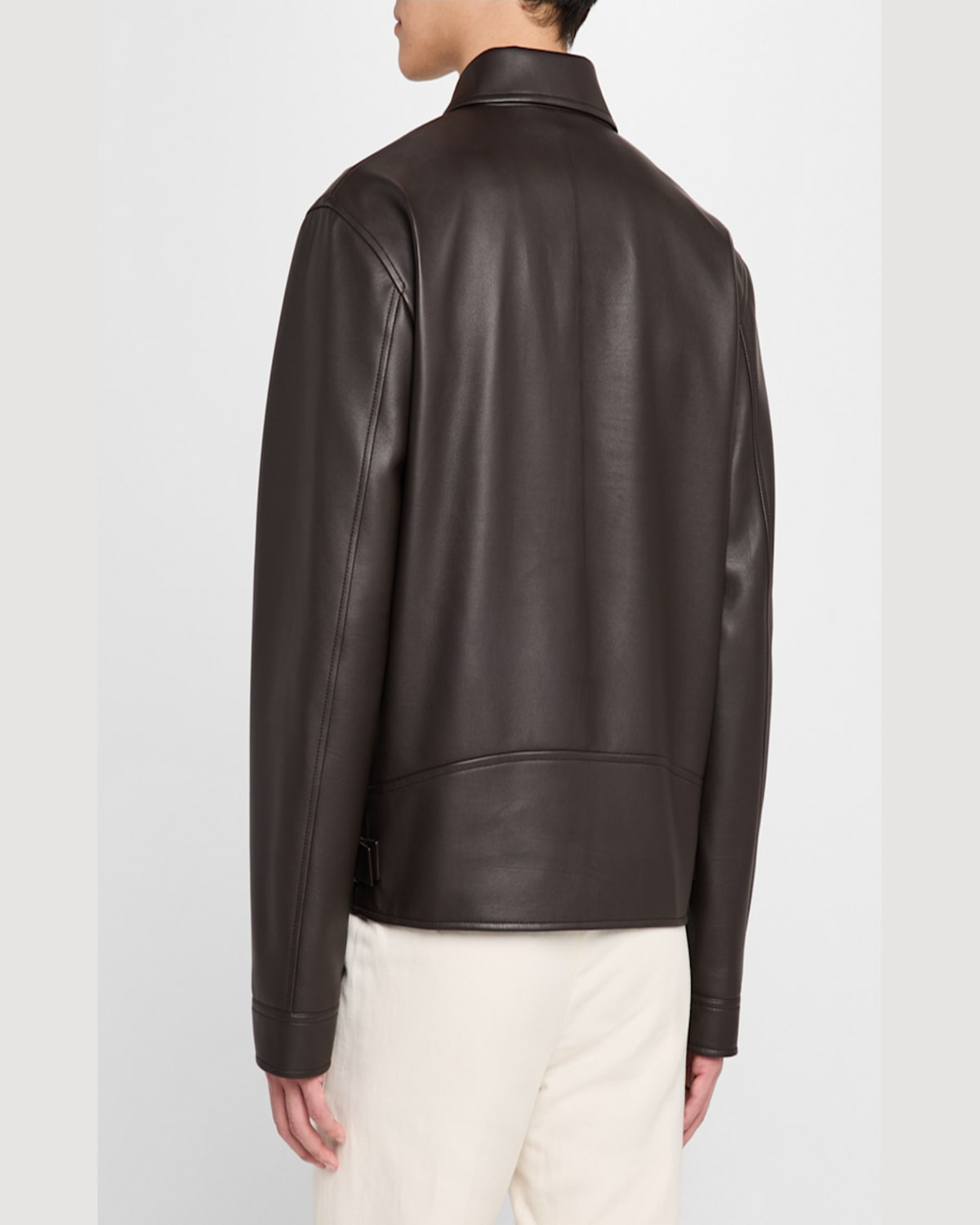 Loro Piana Gail Full-grain Leather Jacket In Caviar