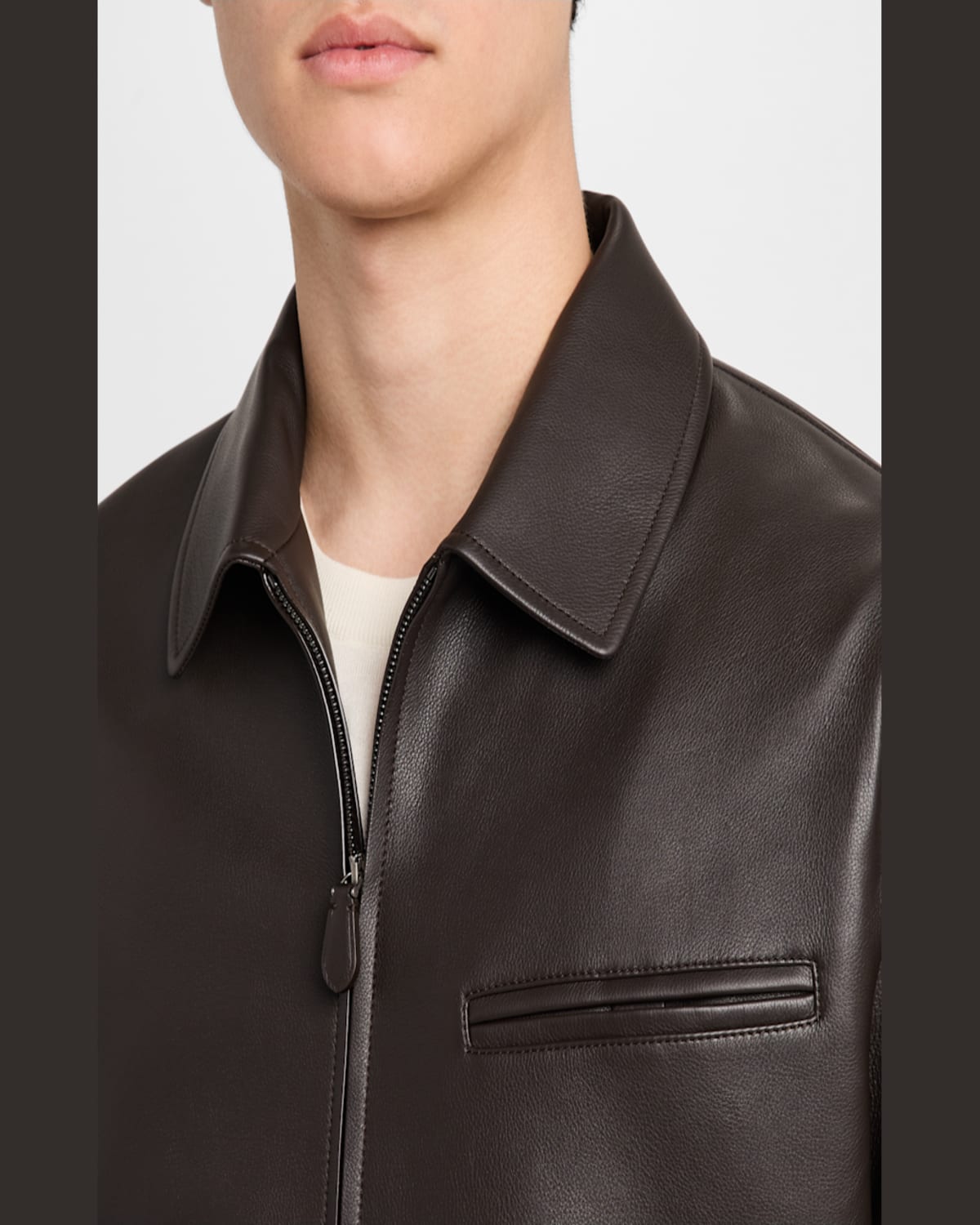 Loro Piana Gail Full-grain Leather Jacket In Caviar