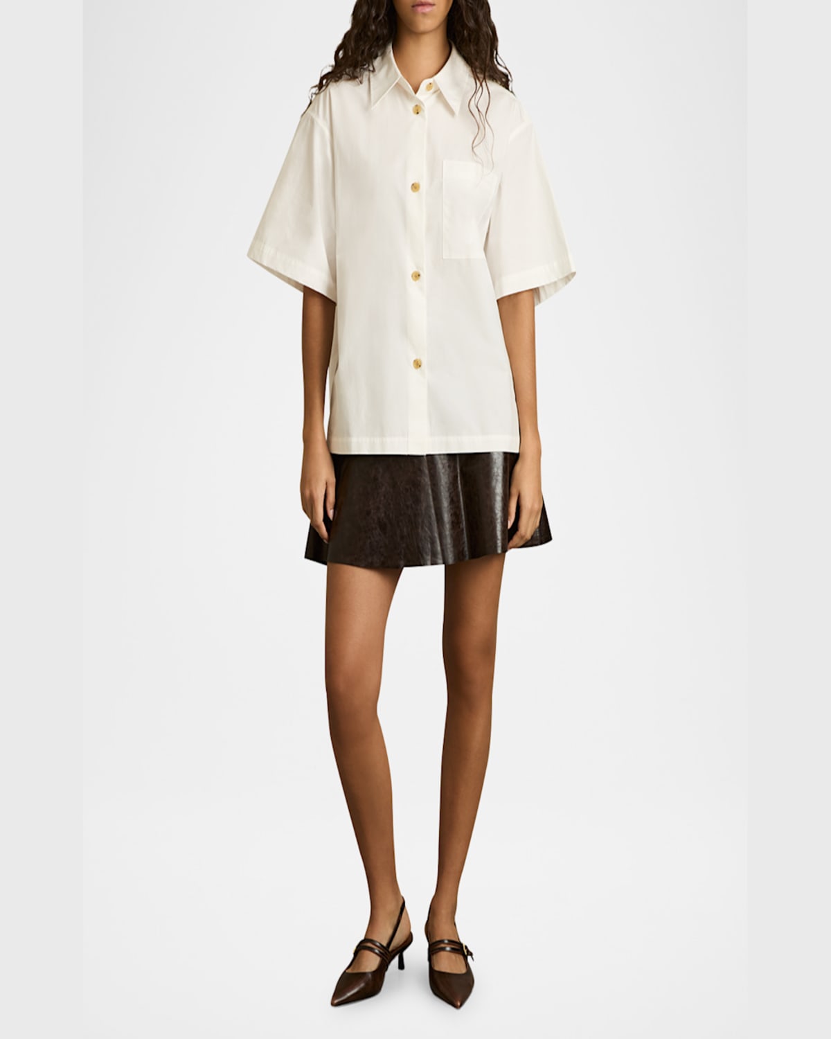 Reiss Jordan Oversize Short Sleeve Button-up Shirt In Coral