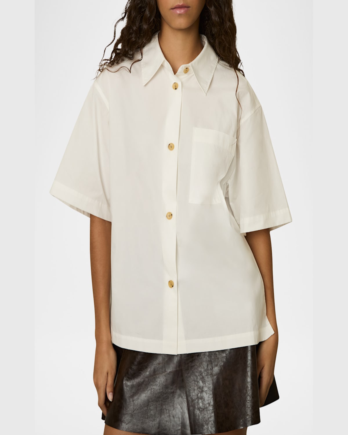 Reiss Jordan Oversize Short Sleeve Button-up Shirt In Coral