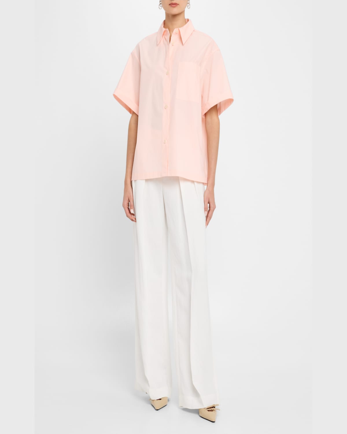 Reiss Jordan Oversize Short Sleeve Button-up Shirt In Coral