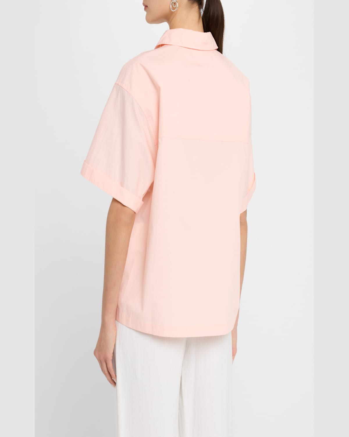 Reiss Jordan Oversize Short Sleeve Button-up Shirt In Coral