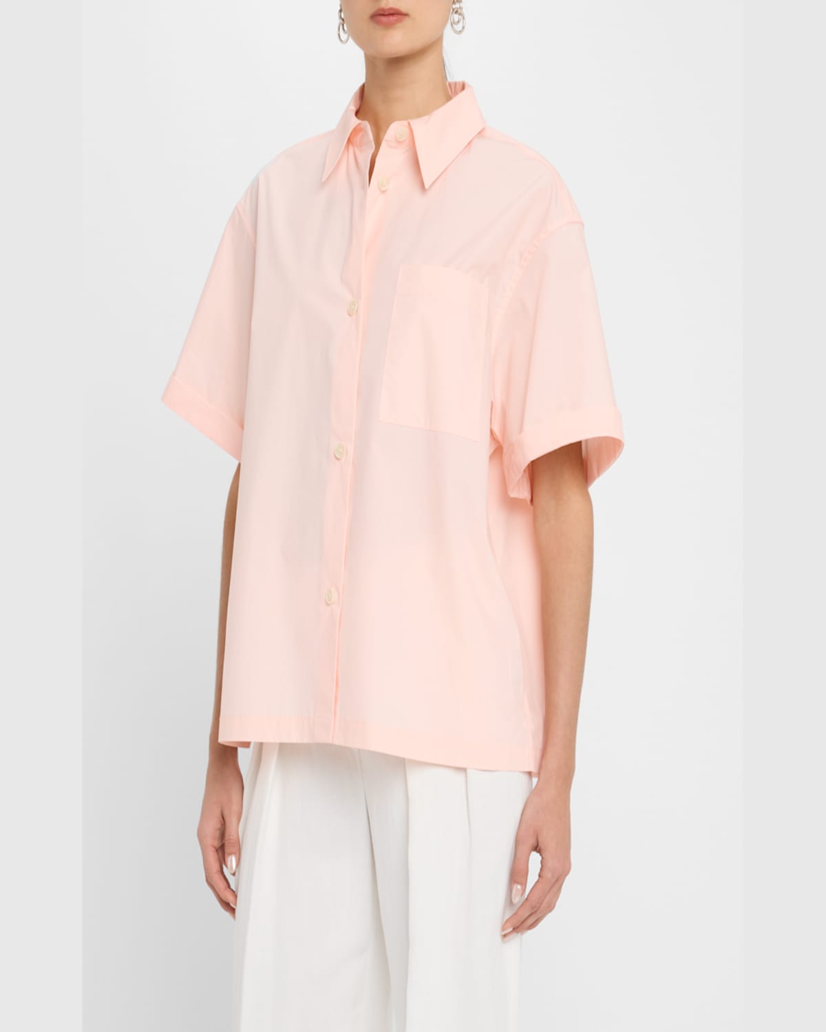 Reiss Jordan Oversize Short Sleeve Button-up Shirt In Coral