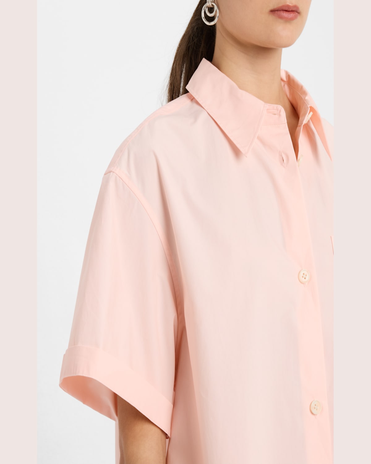 Reiss Jordan Oversize Short Sleeve Button-up Shirt In Coral