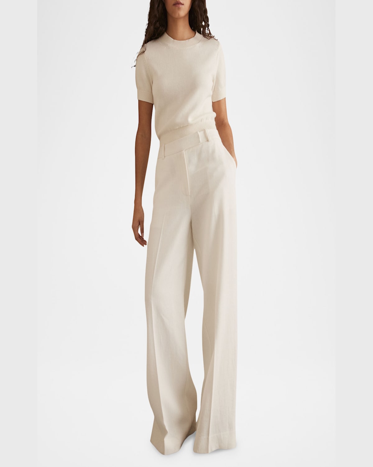 Reiss Womens Devon Wide-leg Woven Trousers White In White