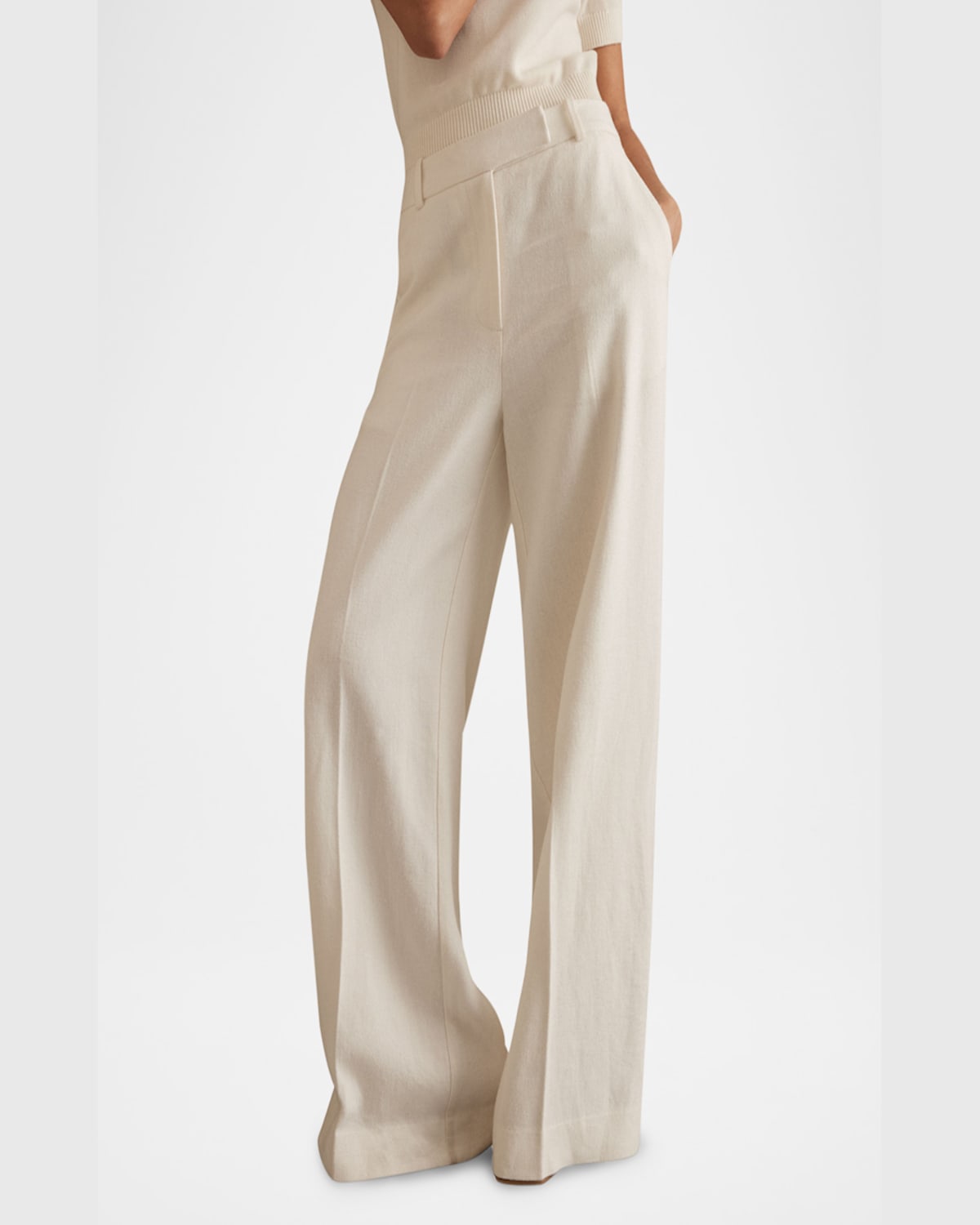 Reiss Womens Devon Wide-leg Woven Trousers White In White