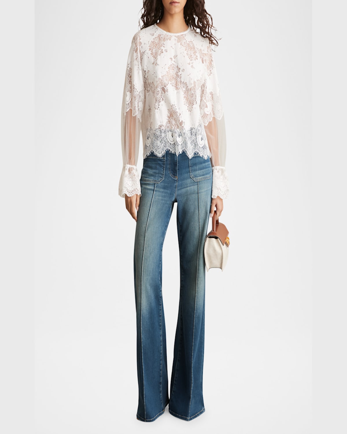 Reiss Emilia Guipure Lace Top In Ivory