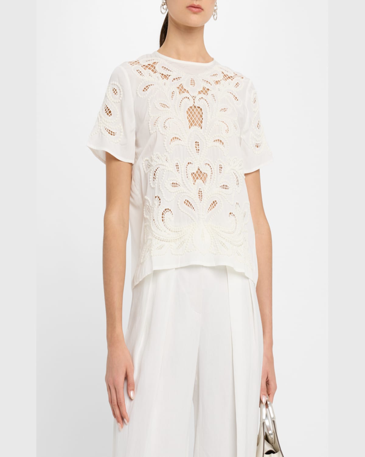 Reiss Iyla Embroidered Open-back Top In White