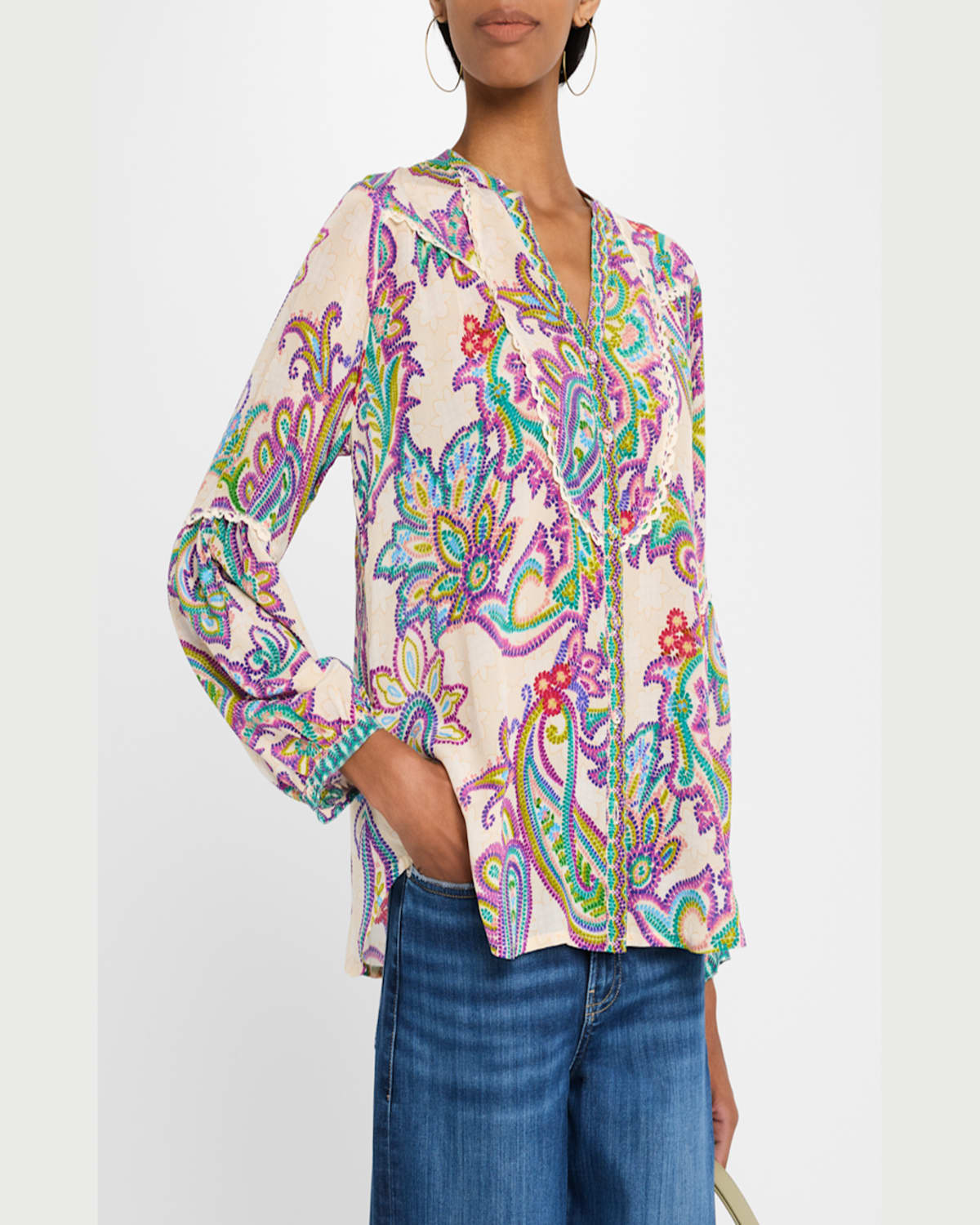 Johnny Was Noellie Paisley-print Silk Shirt