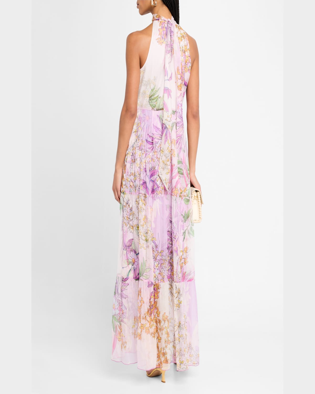 Johnny Was Riona Tiered Floral-print Chiffon Maxi Dress In Dallia