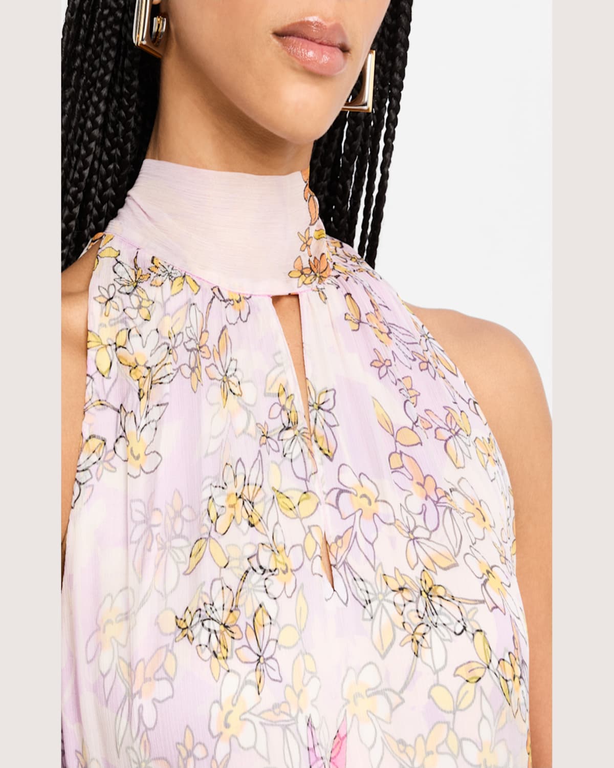 Johnny Was Riona Tiered Floral-print Chiffon Maxi Dress In Dallia