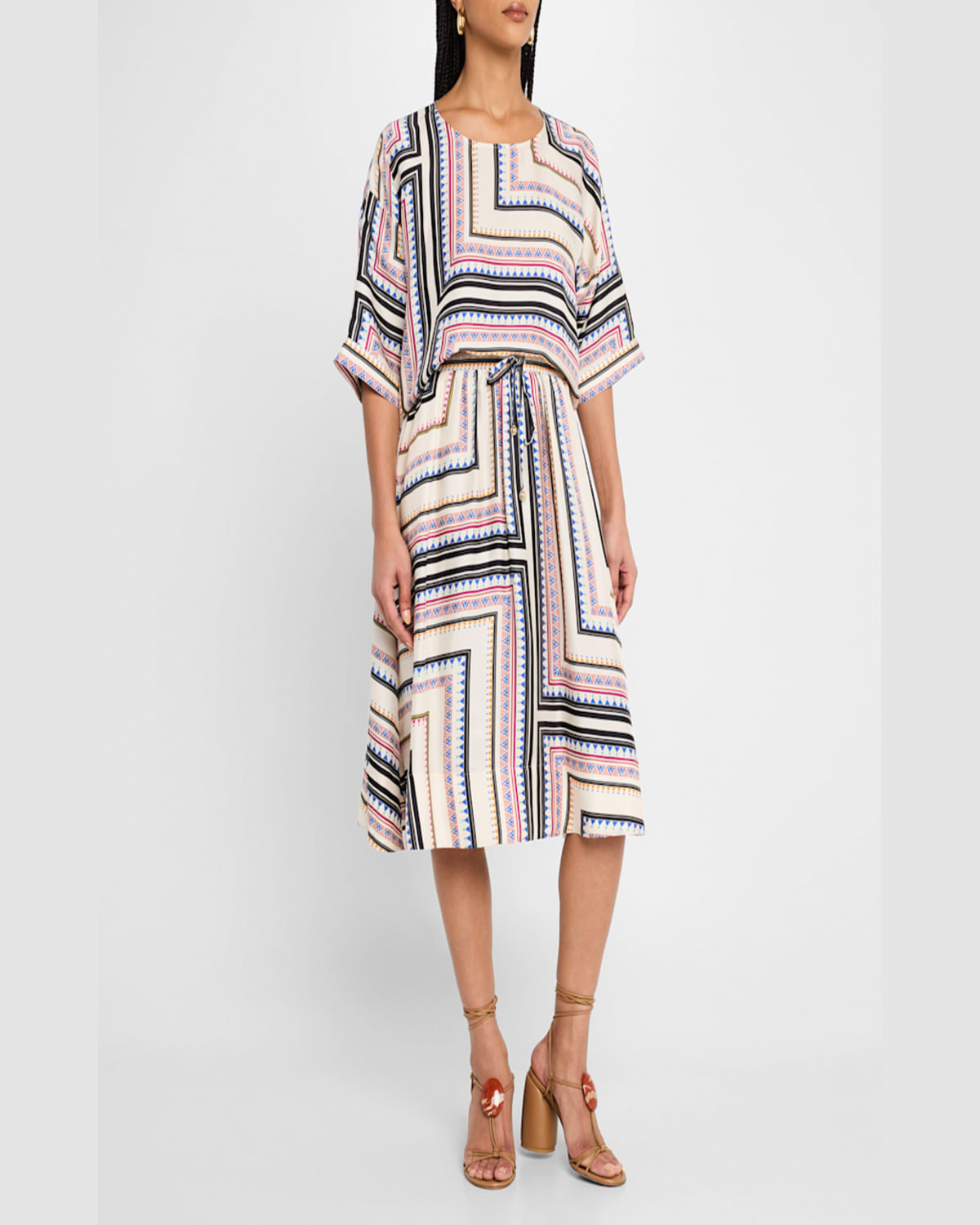 Johnny Was Arden Oversized Geometric-print Blouse