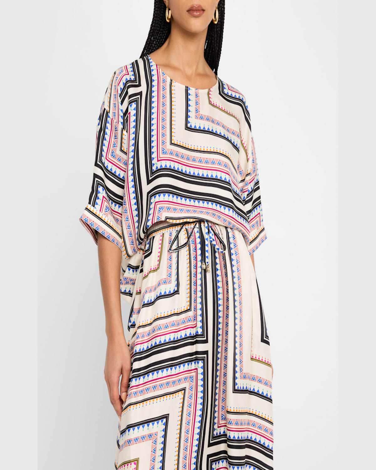 Johnny Was Arden Oversized Geometric-print Blouse
