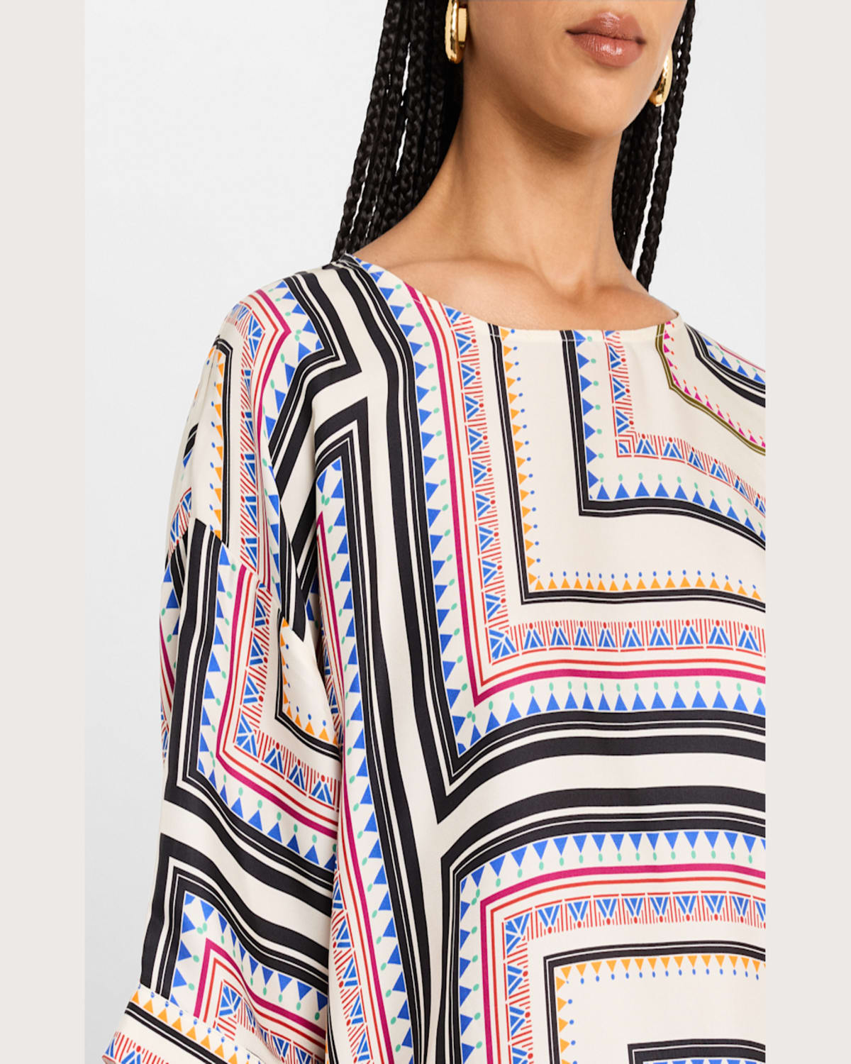 Johnny Was Arden Oversized Geometric-print Blouse
