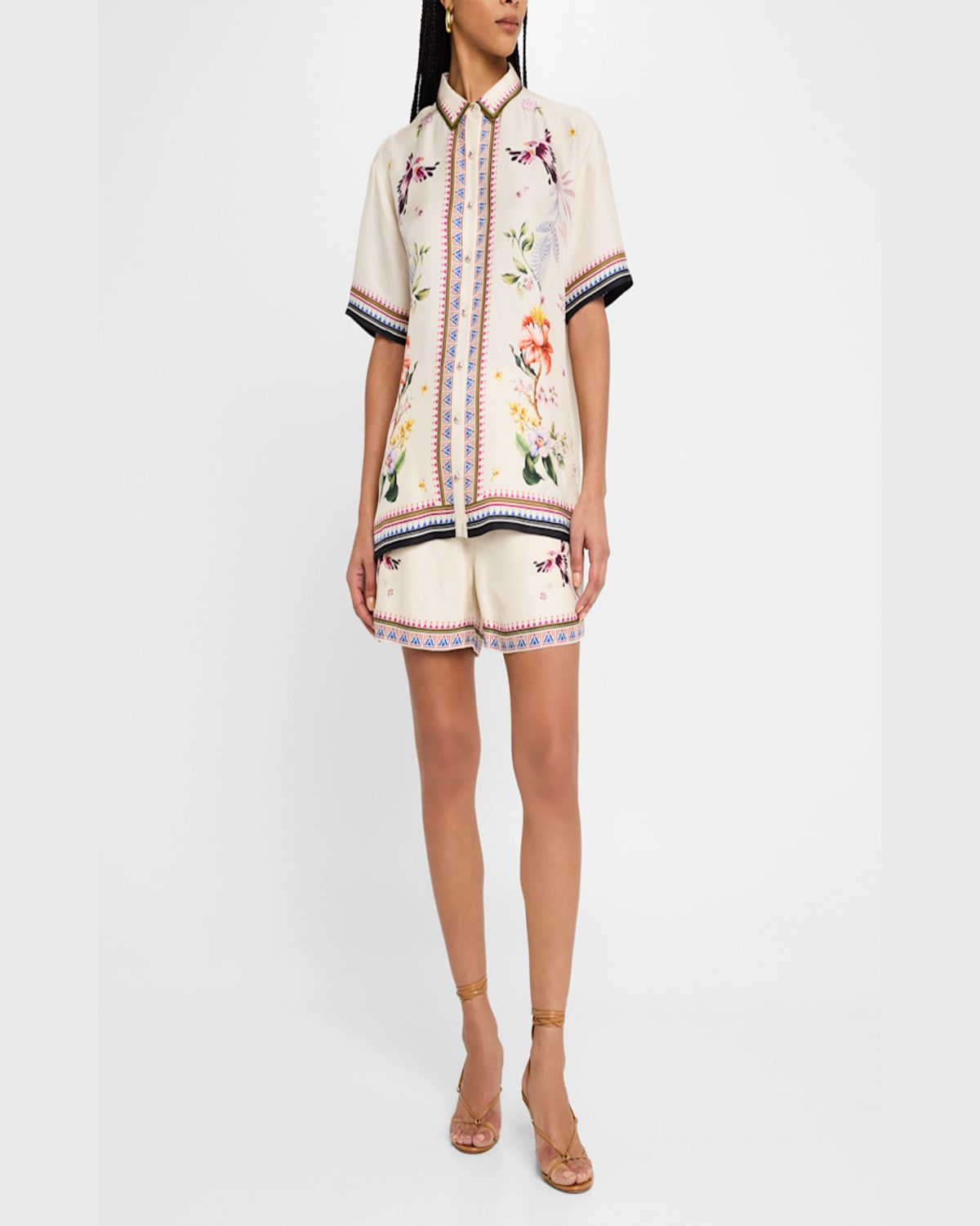 Johnny Was Ophelia Floral-print Camp Shirt In Willah
