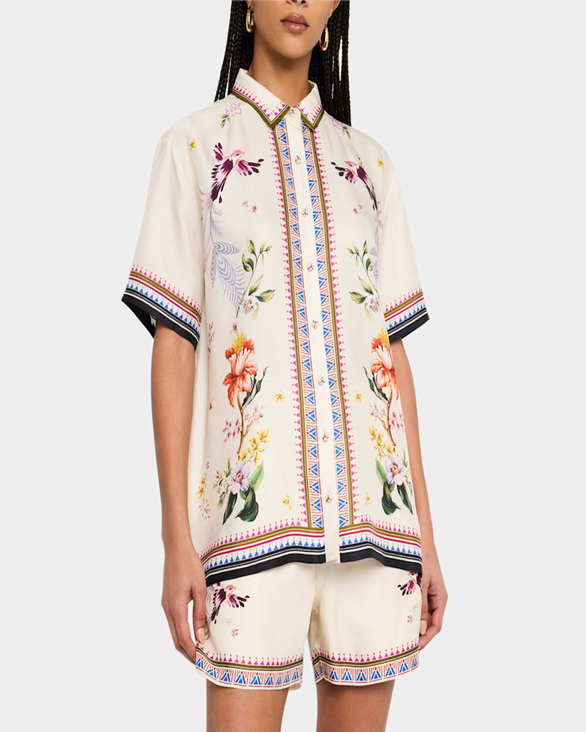 Johnny Was Ophelia Floral-print Camp Shirt In Willah
