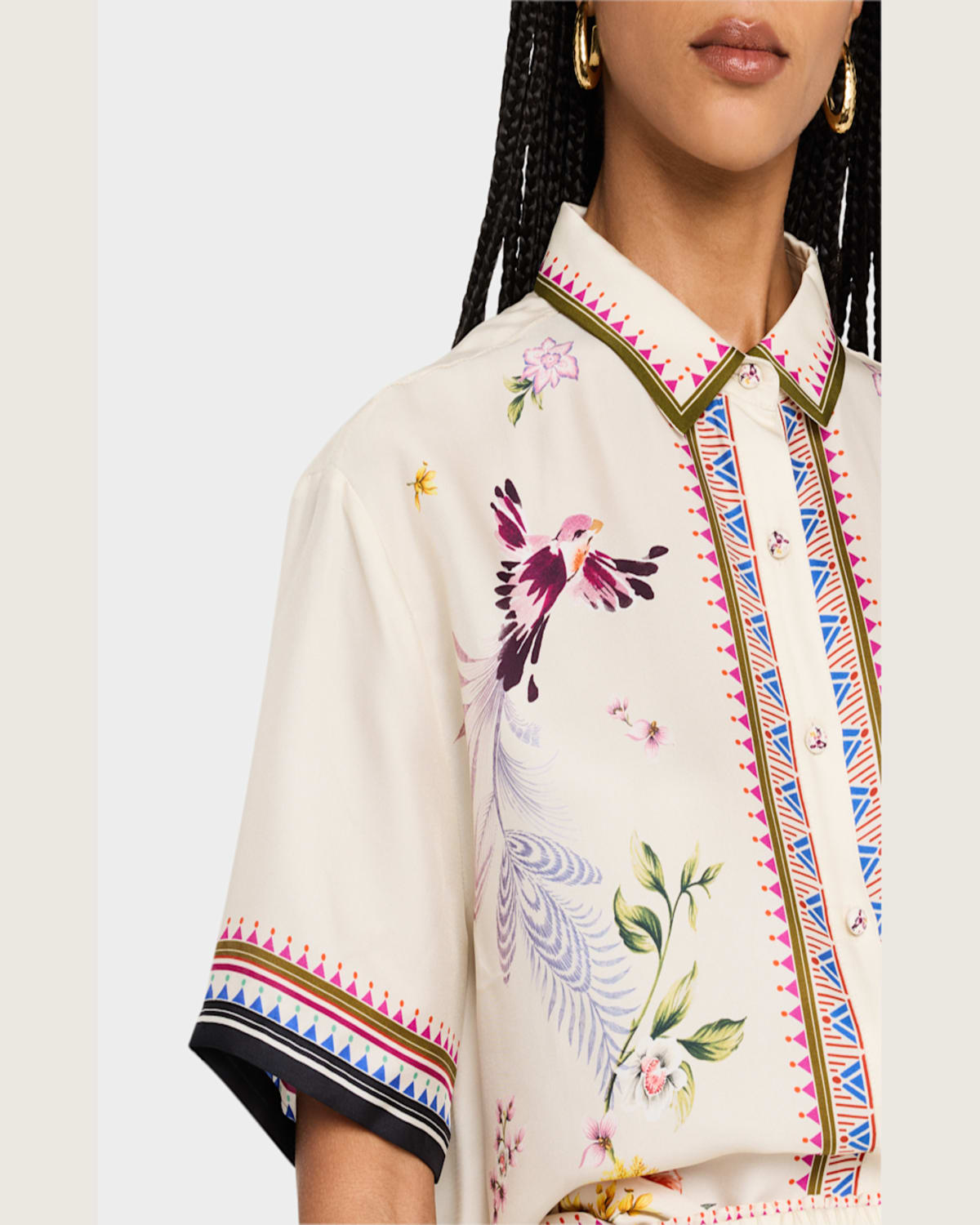 Johnny Was Ophelia Floral-print Camp Shirt In Willah