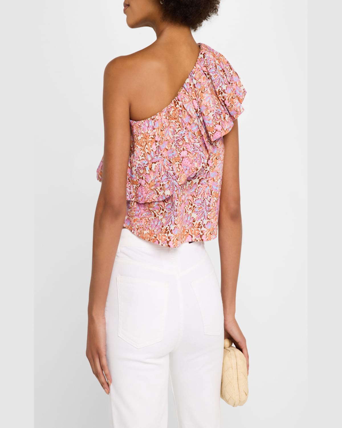 Vanessa Bruno Eolia Cropped One-shoulder Ruffle Blouse In Multicofidji