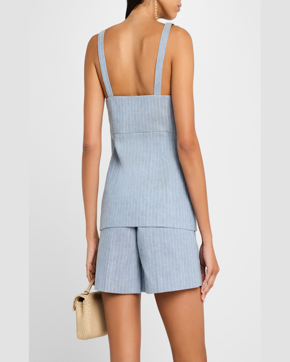 Vanessa Bruno Elai Pinstripe Linen-cotton Top In Blancbleu