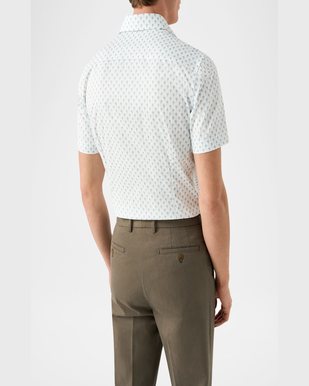 Eton Men's Signature Twill Palm-print Short-sleeve Shirt In Blue