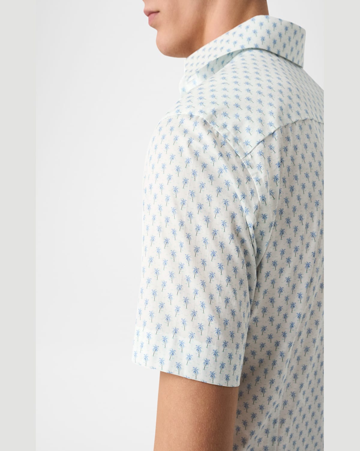 Eton Men's Signature Twill Palm-print Short-sleeve Shirt In Blue