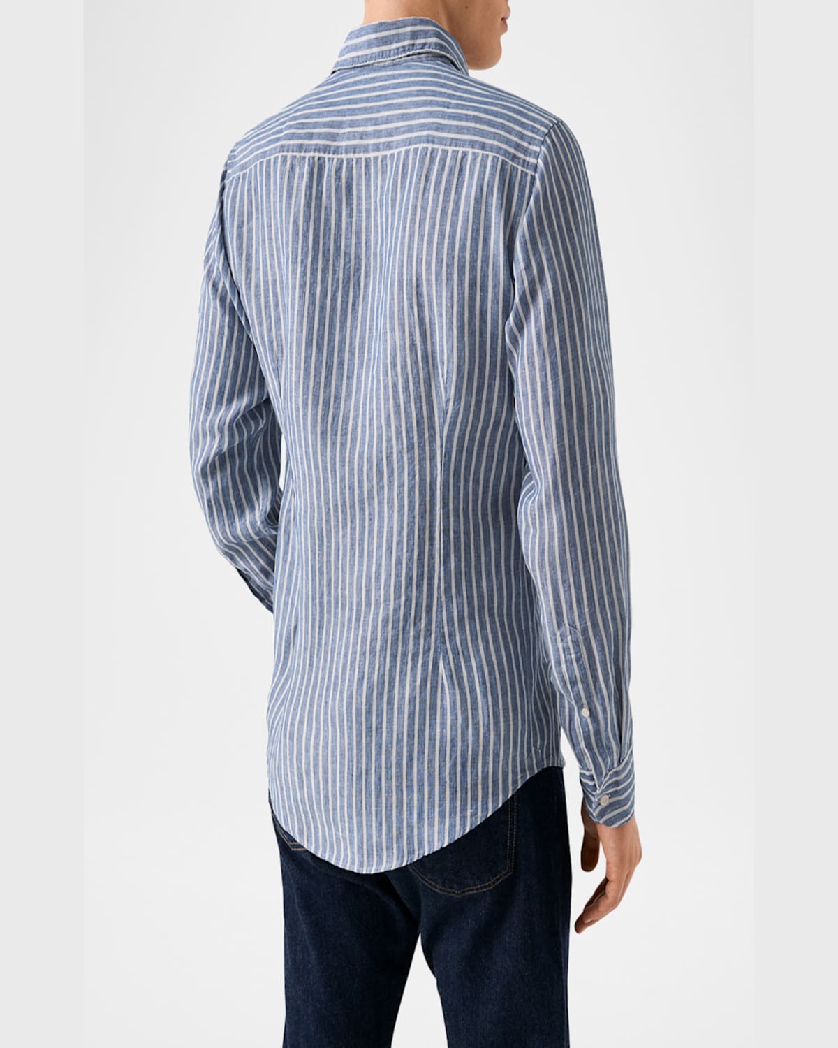 Eton Men's Signature Linen Stripe Contemporary Fit Casual Button-down Shirt