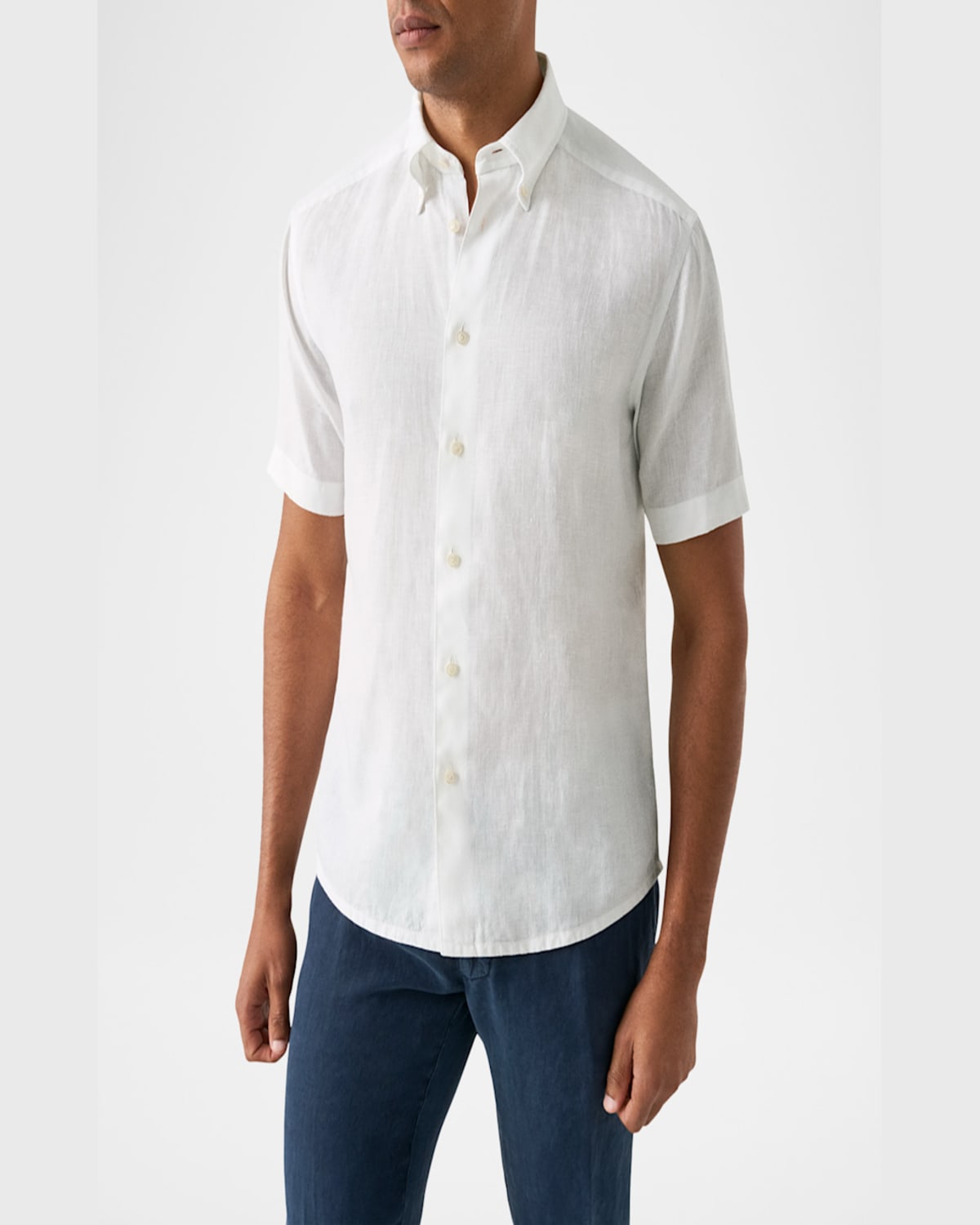 Eton Men's Signature Linen Contemporary Fit Short-sleeve Shirt In White