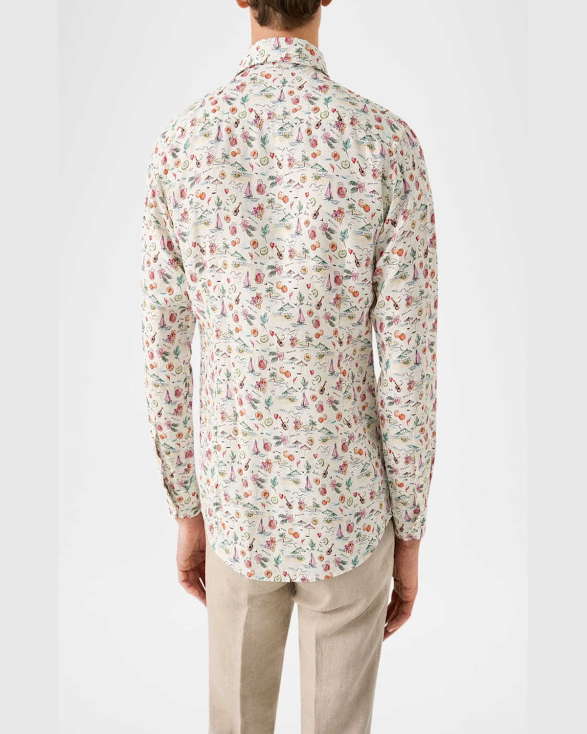 Eton Mens Sangria-pattern Long-sleeved Linen Shirt Multi In Multi