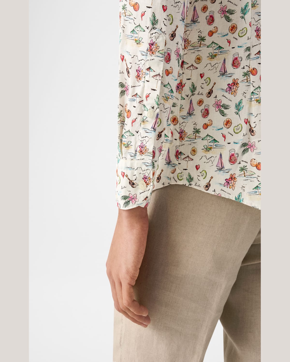 Eton Mens Sangria-pattern Long-sleeved Linen Shirt Multi In Multi