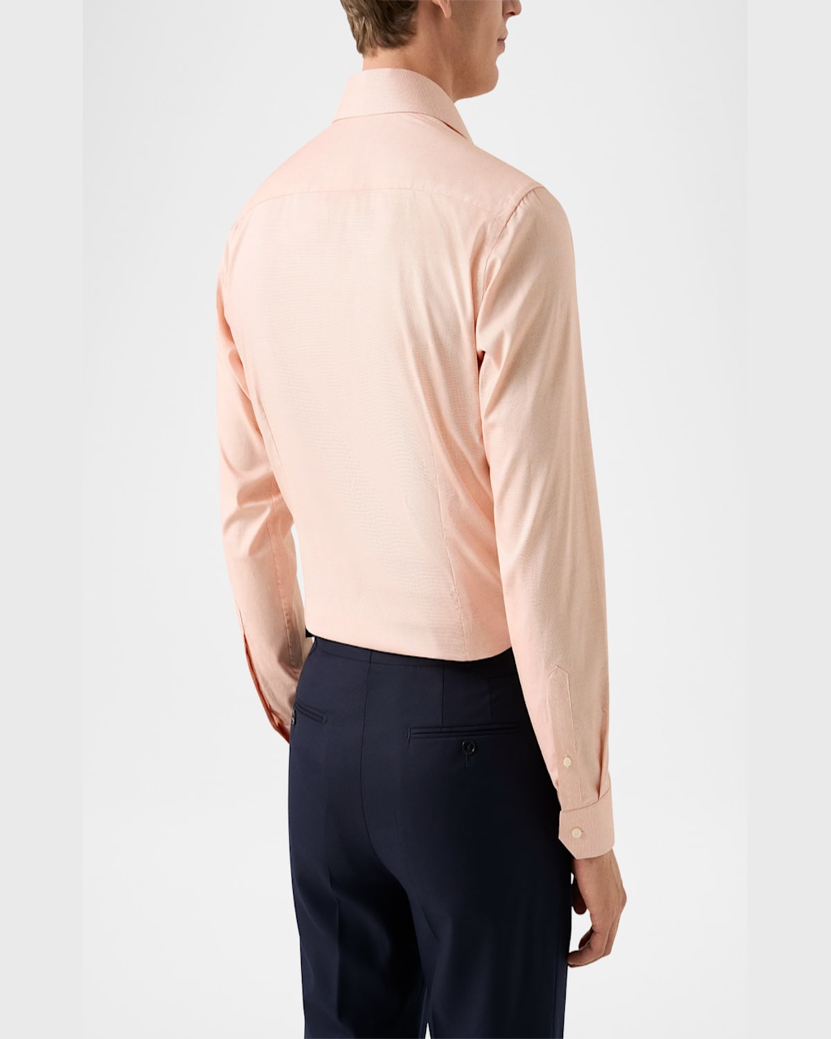 Eton Contemporary Fit Solid Orange Cotton Dobby Dress Shirt In Orange