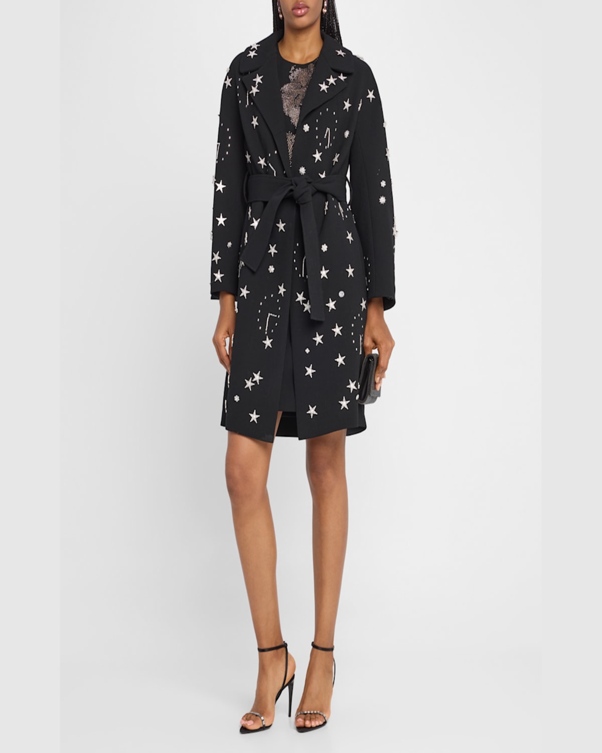 Libertine Vienna Space Time Embellished Wrap Coat In Black