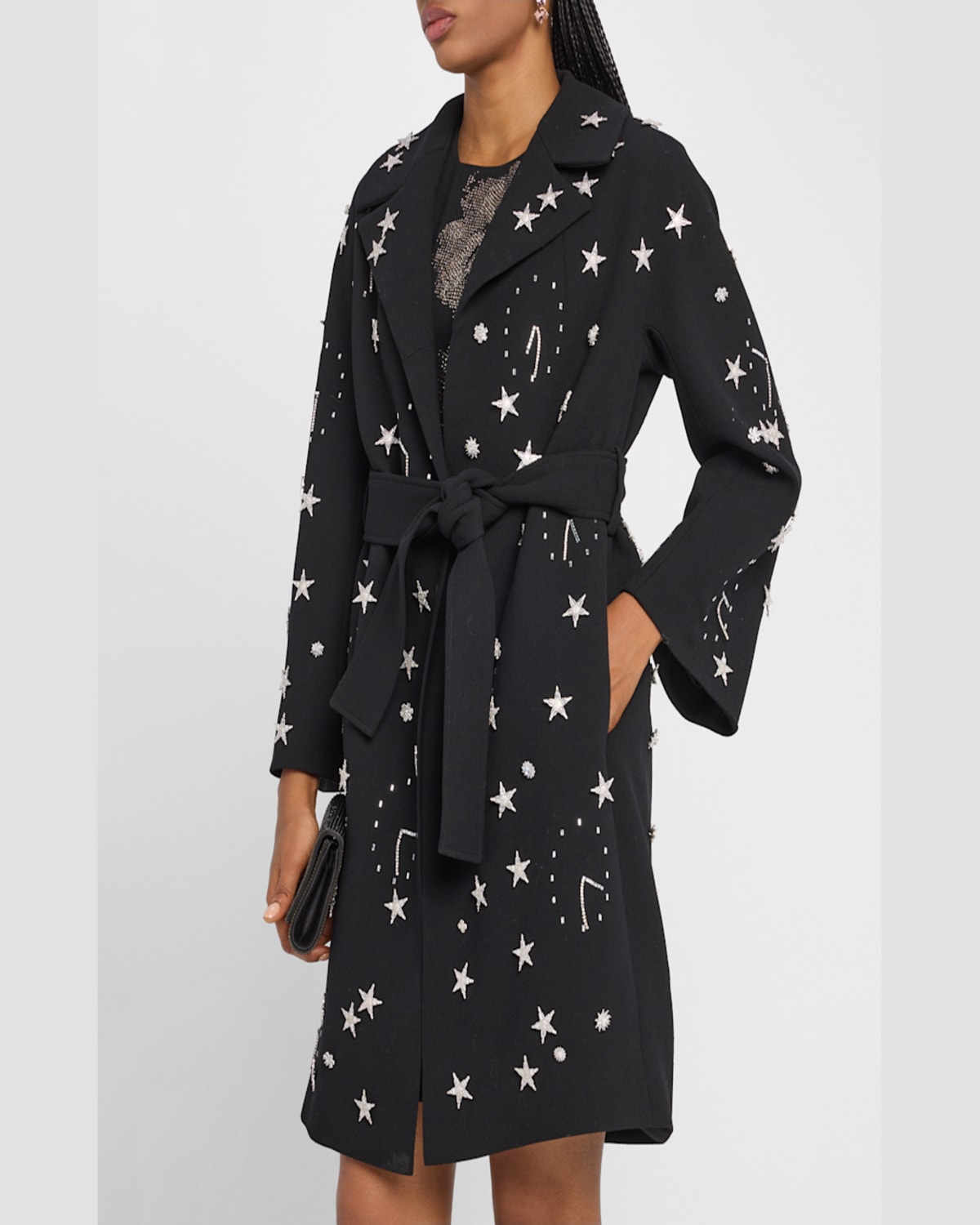 Libertine Vienna Space Time Embellished Wrap Coat In Black