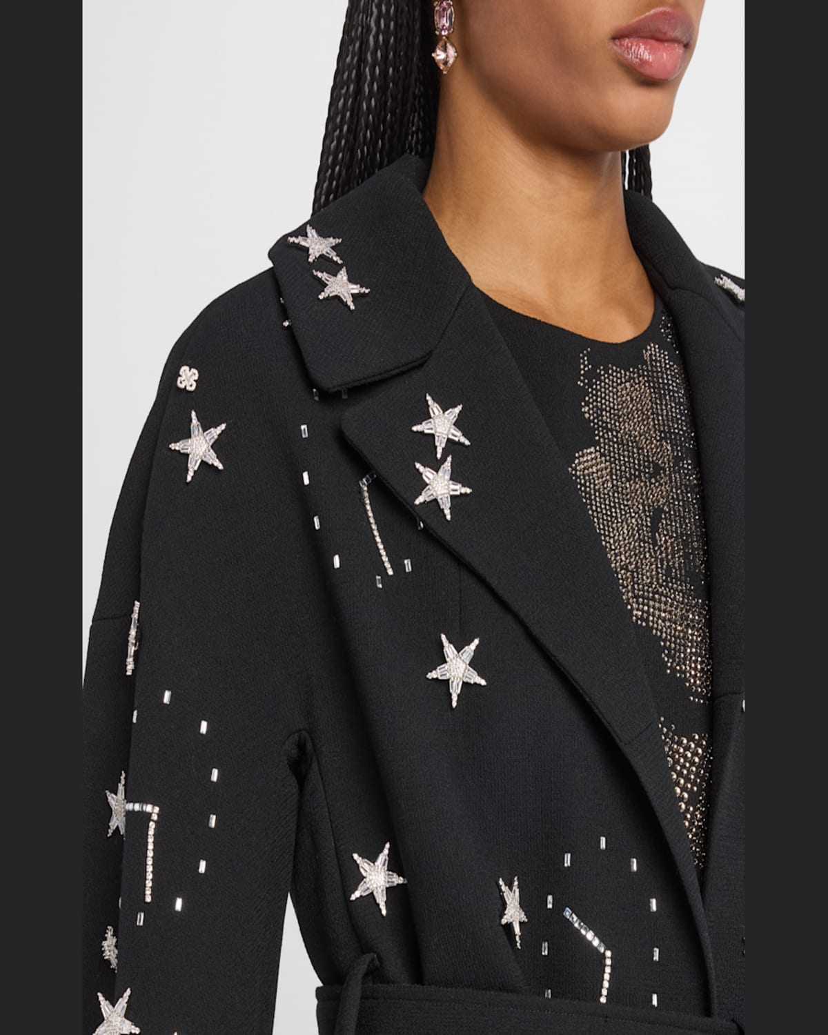 Libertine Vienna Space Time Embellished Wrap Coat In Black