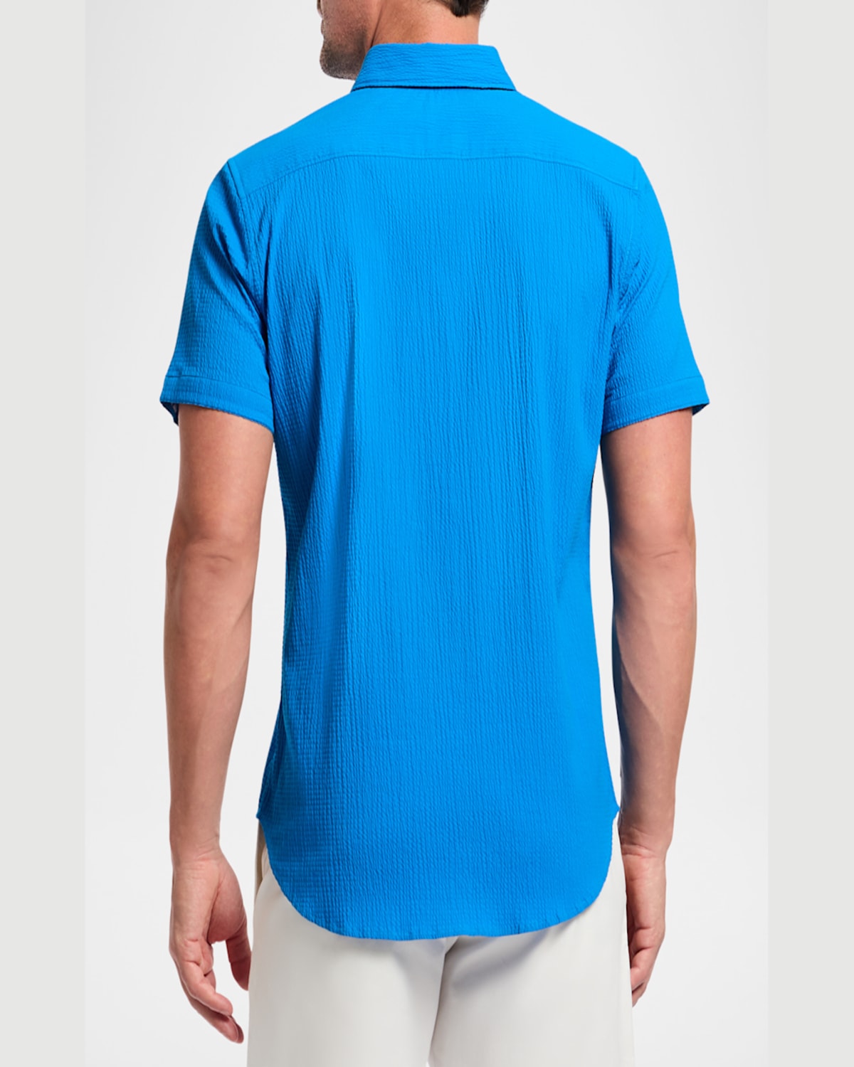 Robert Graham Thresher Short Sleeve Woven Button-up Shirt In Cobalt