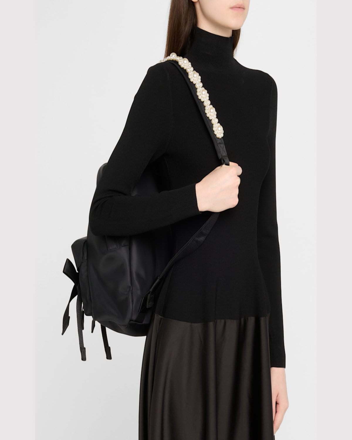 Simone Rocha Beaded Utility Bow Backpack In Black Pearl