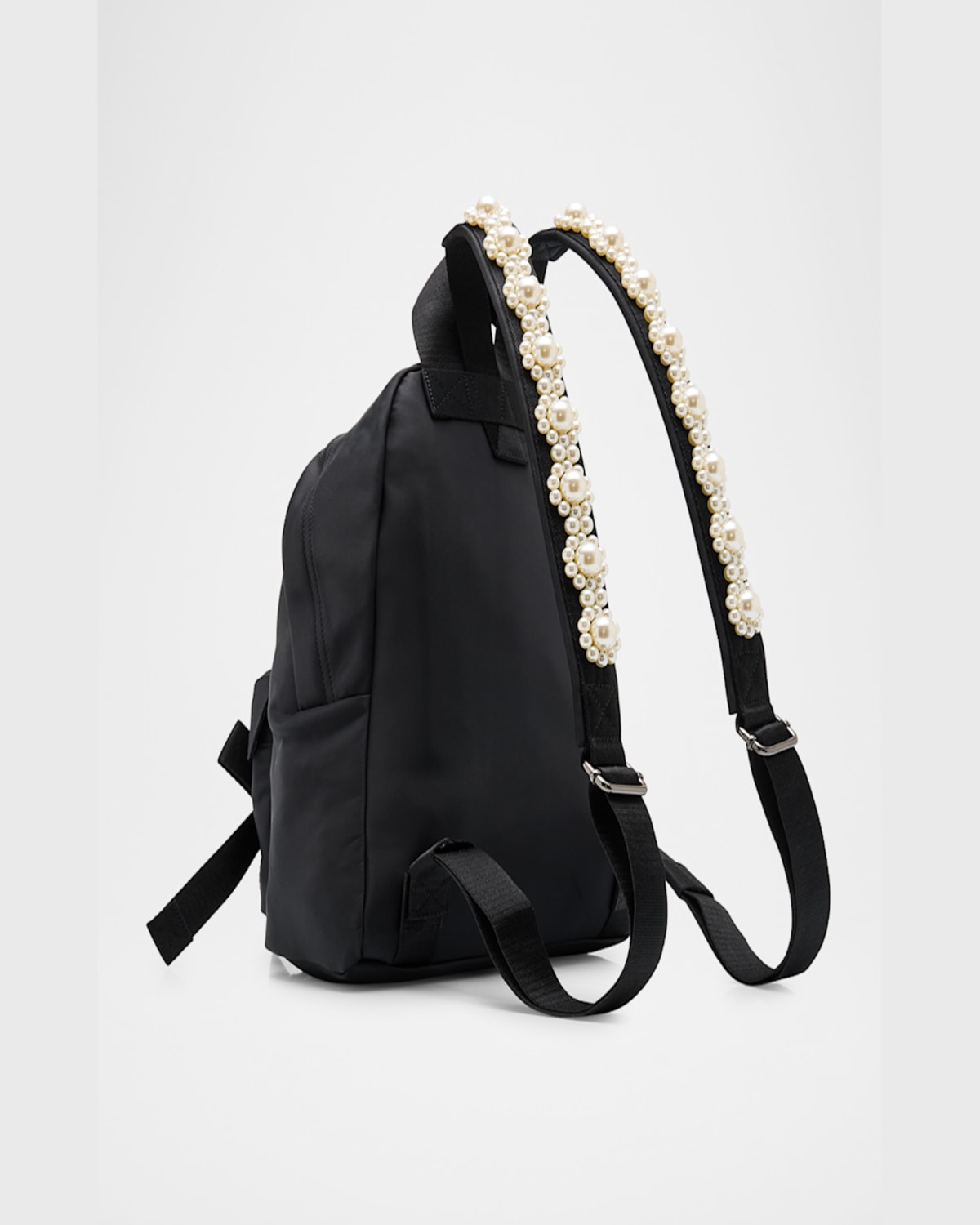 Simone Rocha Beaded Utility Bow Backpack In Black Pearl