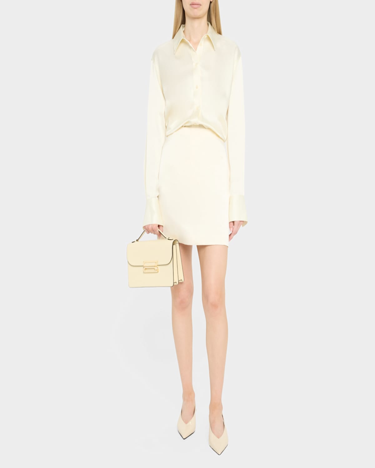 Victoria Beckham The Dorian Flap Leather Crossbody Bag In Ivory