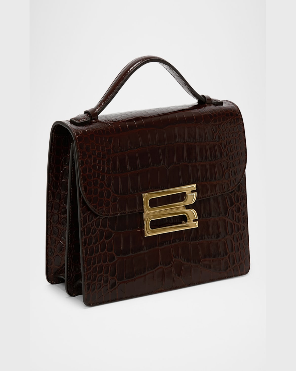 Victoria Beckham The Dorian Croc-embossed Leather Crossbody Bag In Espresso