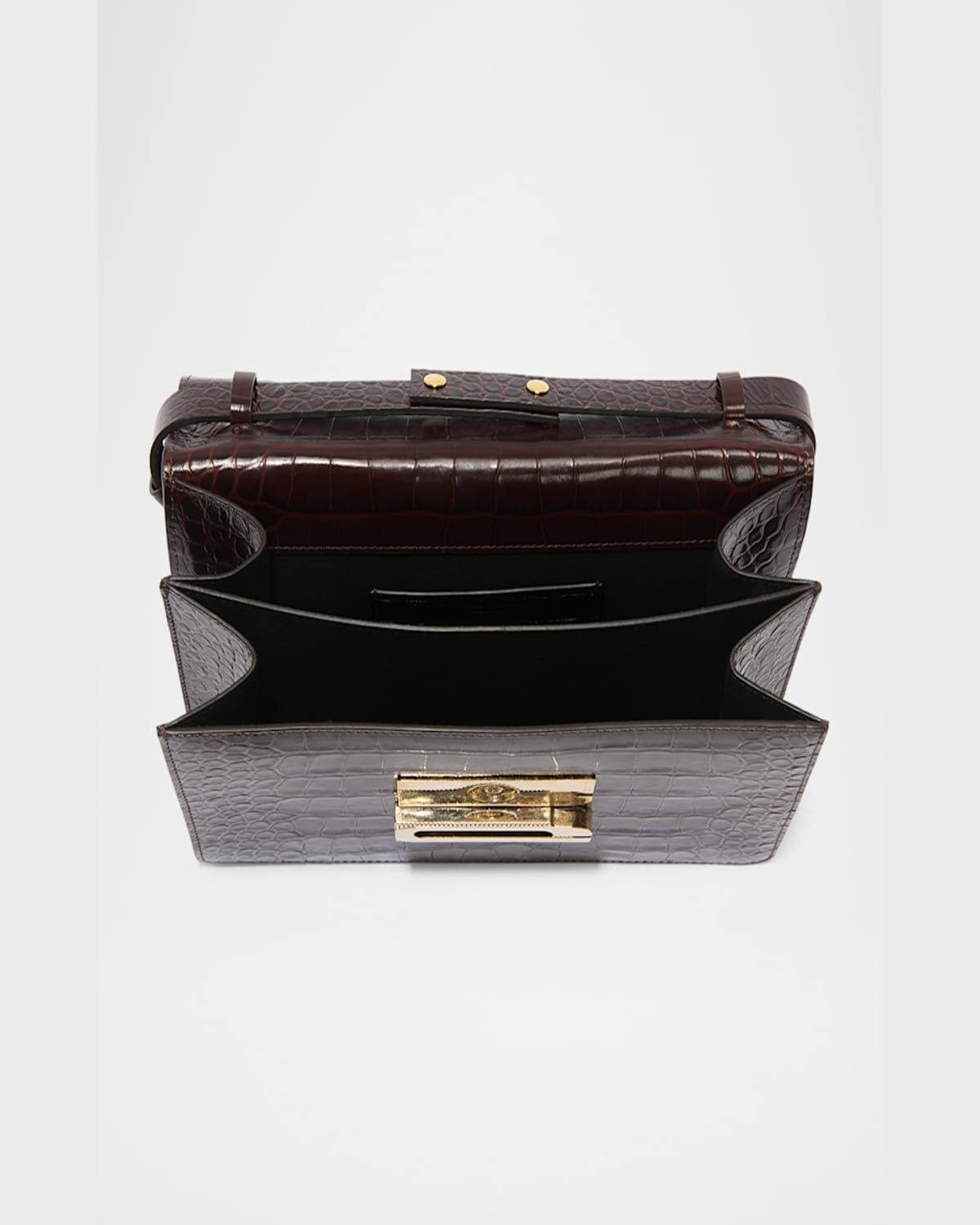 Victoria Beckham The Dorian Croc-embossed Leather Crossbody Bag In Espresso